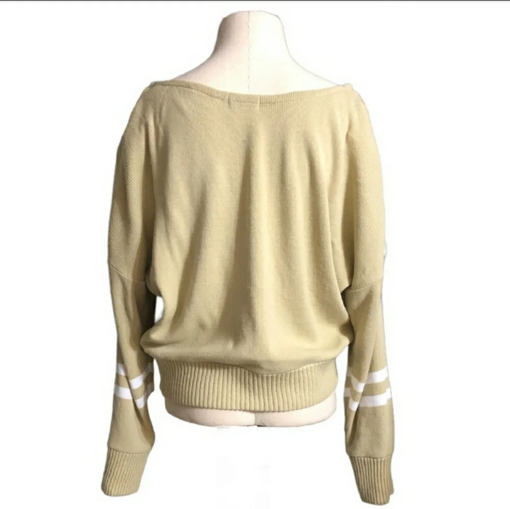 PRETTYLITTLETHING Oversized Boatneck Blousy Sweater Striped Sleeves Size…